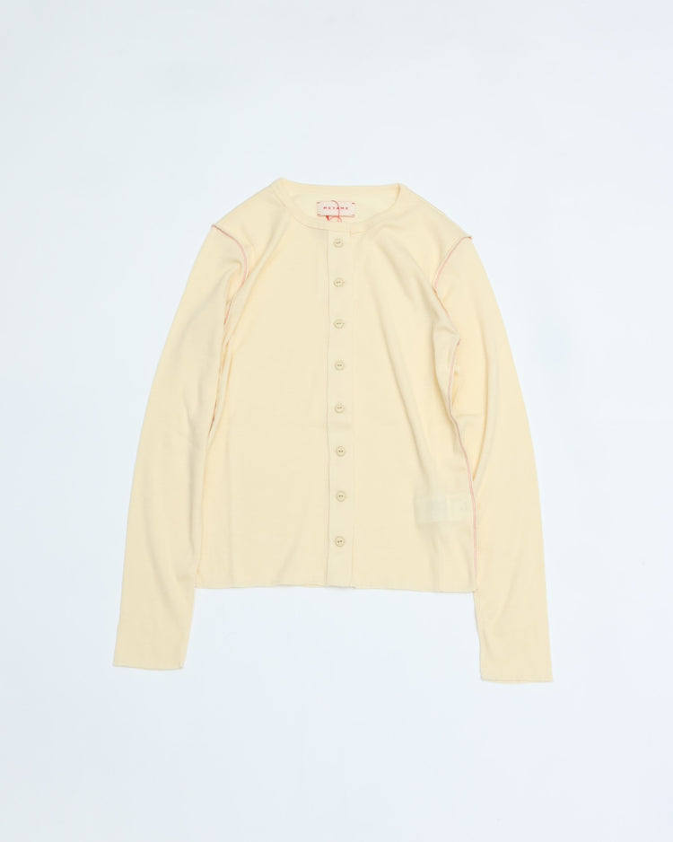 MEYAME   SOFT RIB SIDE STITCH CARDIGAN MEY-2335 CREAM