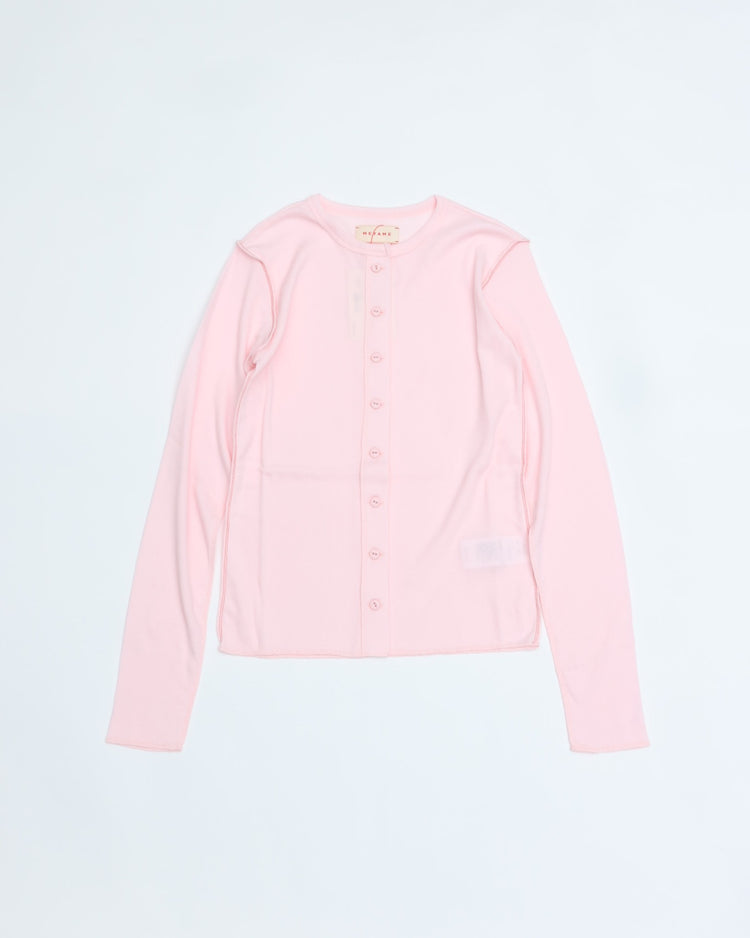 MEYAME   SOFT RIB SIDE STITCH CARDIGAN MEY-2335 LIGHT PINK