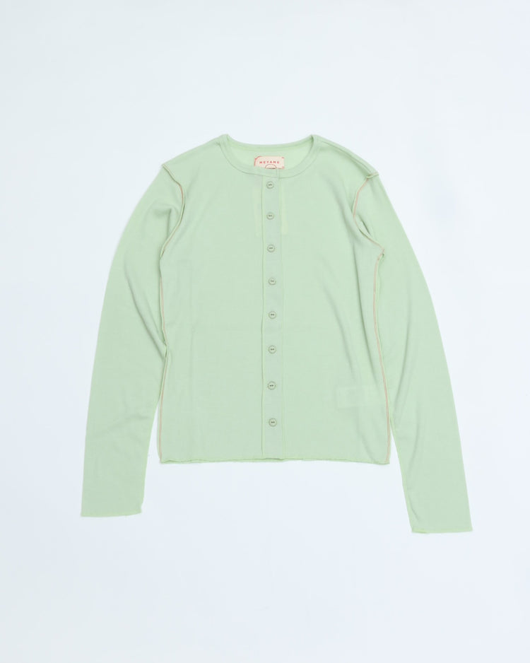 MEYAME   SOFT RIB SIDE STITCH CARDIGAN MEY-2335 LIGHT GREEN