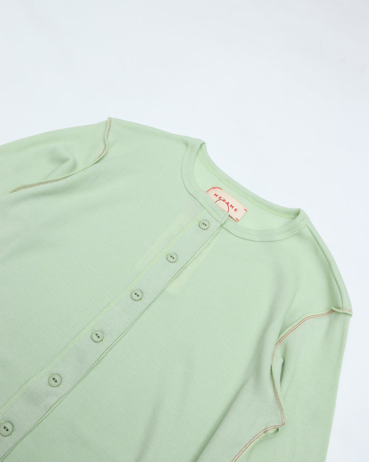 MEYAME   SOFT RIB SIDE STITCH CARDIGAN MEY-2335 LIGHT GREEN