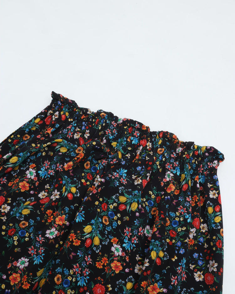 MEYAME  COZY PANTS (FLOWER) MEY-2319 BLACK