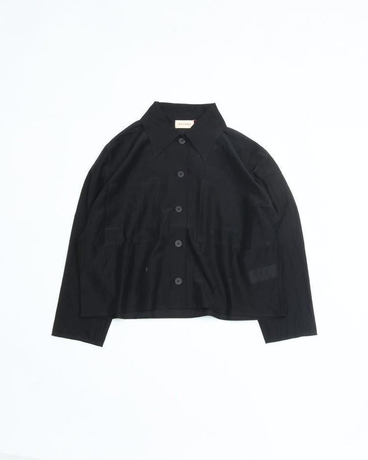 MEYAME  COTTON SILK SHORT JACKET MEY-2314 BLACK