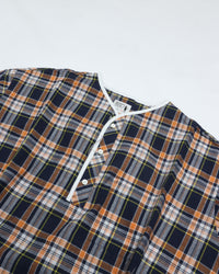 Henley Neck Department   Albert Henley Neck Shirt  Orange x Yellow MADRAS PLAID