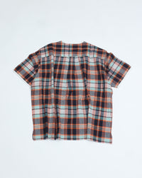Henley Neck Department   Albert Henley Neck Shirt  Orange MADRAS PLAID