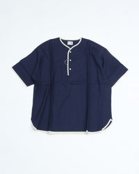 Henley Neck Series Allen Henley Neck Shirt Cotton x Linen Navy
