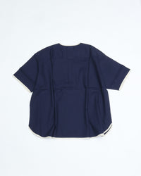 Henley Neck Series Allen Henley Neck Shirt Cotton x Linen Navy
