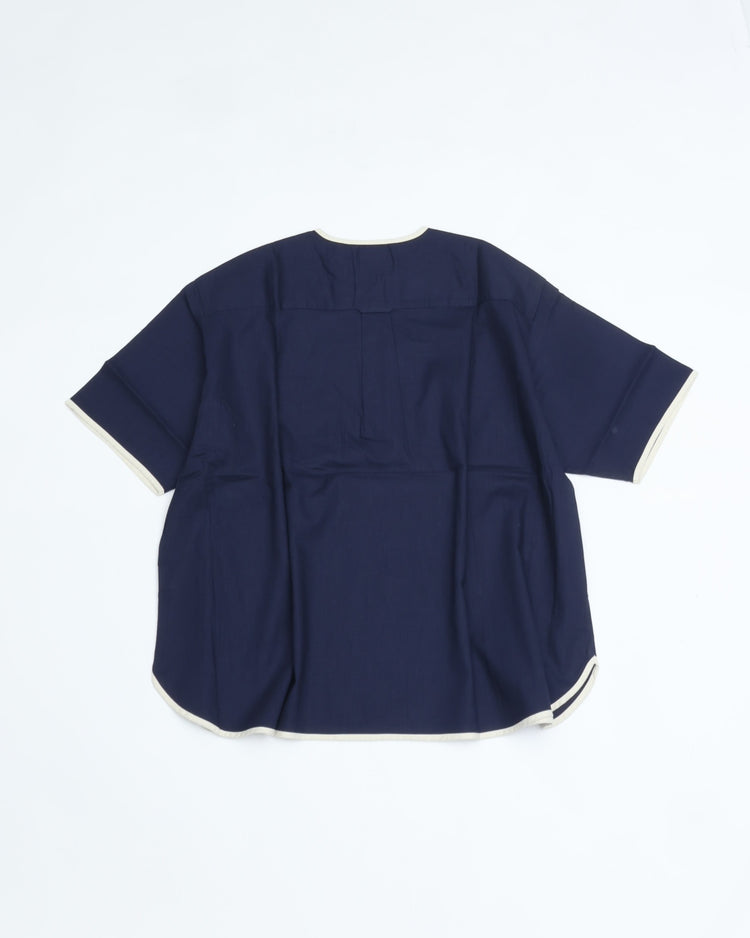 Henley Neck Series Allen Henley Neck Shirt Cotton x Linen Navy