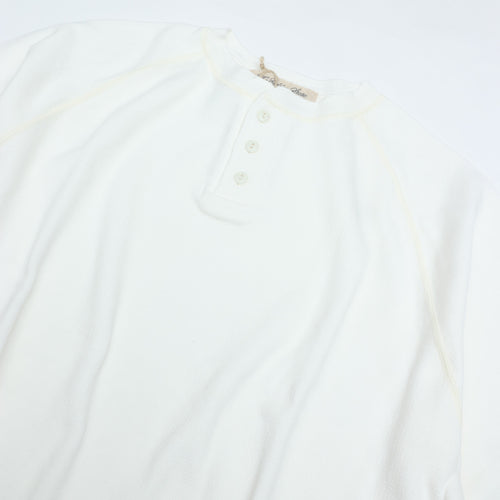 REMI RELIEF  WタックラグランヘンリーネックT OFFWHITE