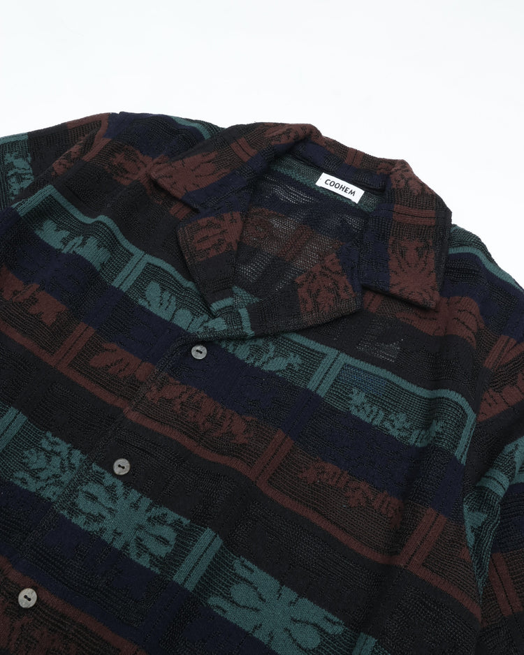 COOHEM  HAWAIIAN QUILT KNIT SHIRT  13-262-019  BLACK