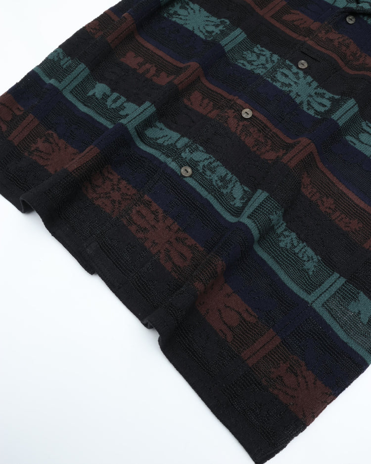 COOHEM  HAWAIIAN QUILT KNIT SHIRT  13-262-019  BLACK