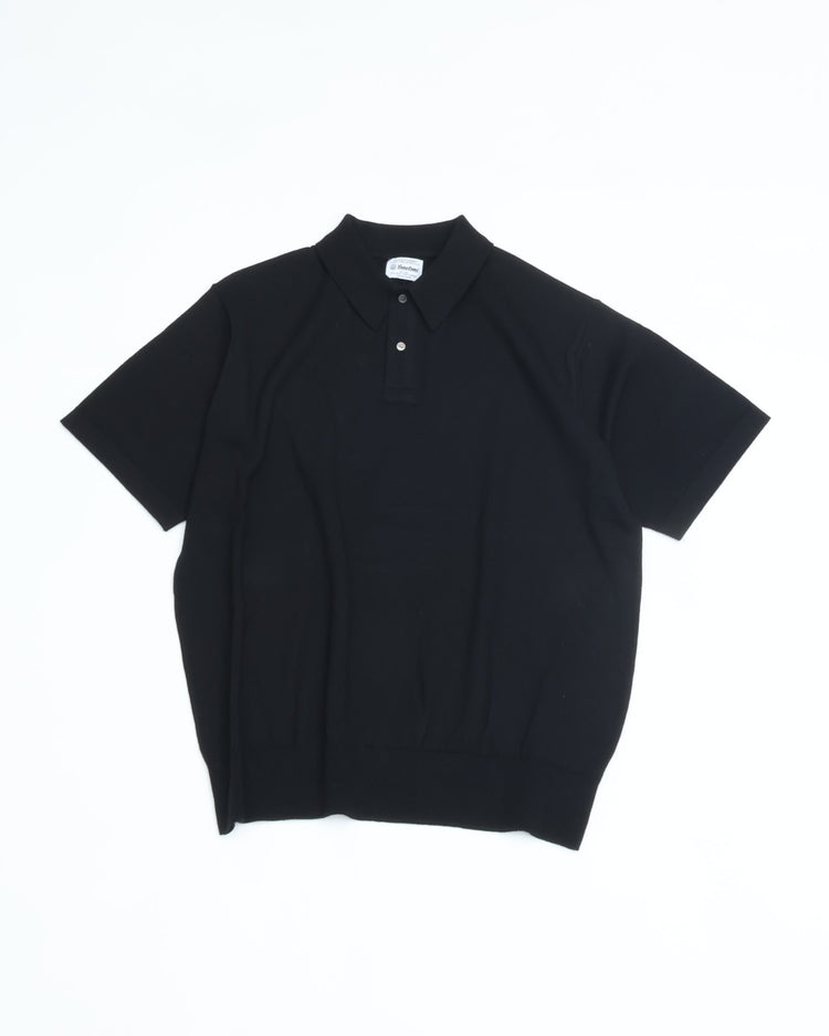 Yonetomi   LIGHT WAVE COTTON KNIT POLO 95-262-024 BLACK