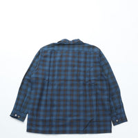 WORKERS / Open Collar Shirt Madras INDIGO
