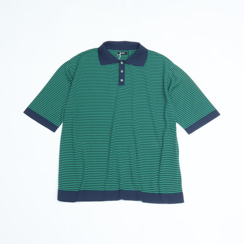 maillot mature (マイヨマチュア)　Border Knit Polo (ボーダー・ニットポロ)  NAVY*GREEN MAK-24172 (コピー)