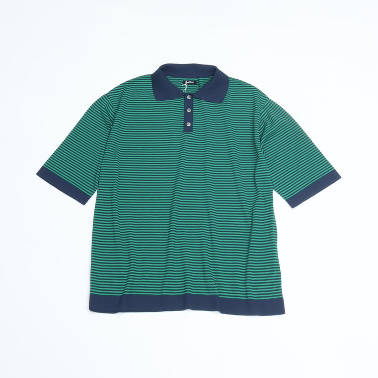 maillot mature (マイヨマチュア)　Border Knit Polo (ボーダー・ニットポロ)  NAVY*GREEN MAK-24172 (コピー)