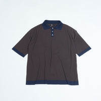maillot mature (マイヨマチュア)　Border Knit Polo (ボーダー・ニットポロ)  NAVY*BROWN MAK-24172