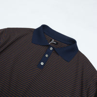 maillot mature (マイヨマチュア)　Border Knit Polo (ボーダー・ニットポロ)  NAVY*BROWN MAK-24172
