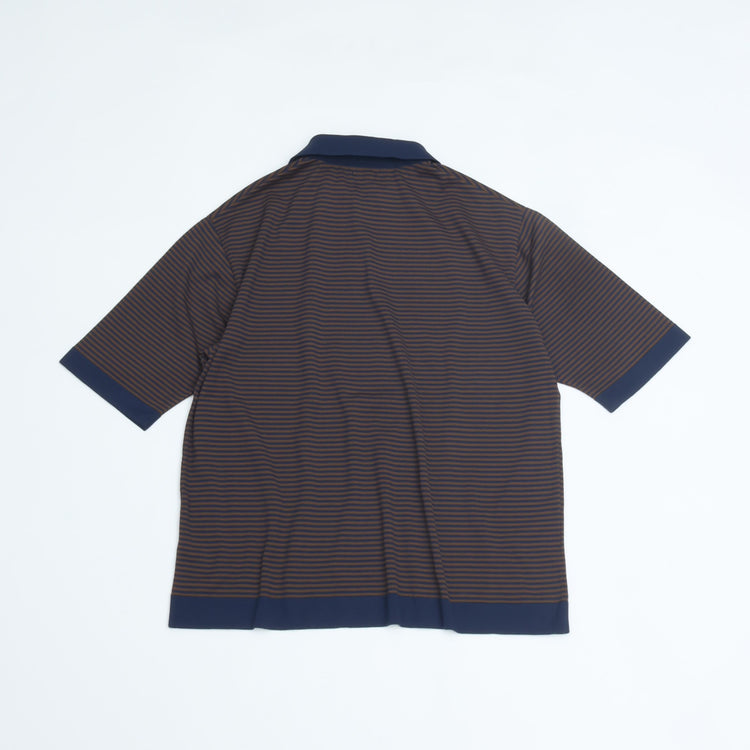 maillot mature (マイヨマチュア)　Border Knit Polo (ボーダー・ニットポロ)  NAVY*BROWN MAK-24172