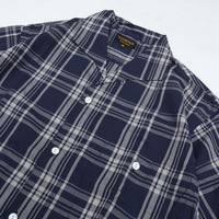 A VONTADE   Italian Open Collar Shirts SS -Check Broad Cloth-VTD-0398-SH NAVY