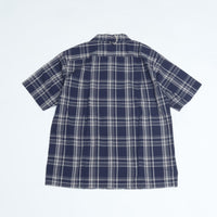 A VONTADE   Italian Open Collar Shirts SS -Check Broad Cloth-VTD-0398-SH NAVY