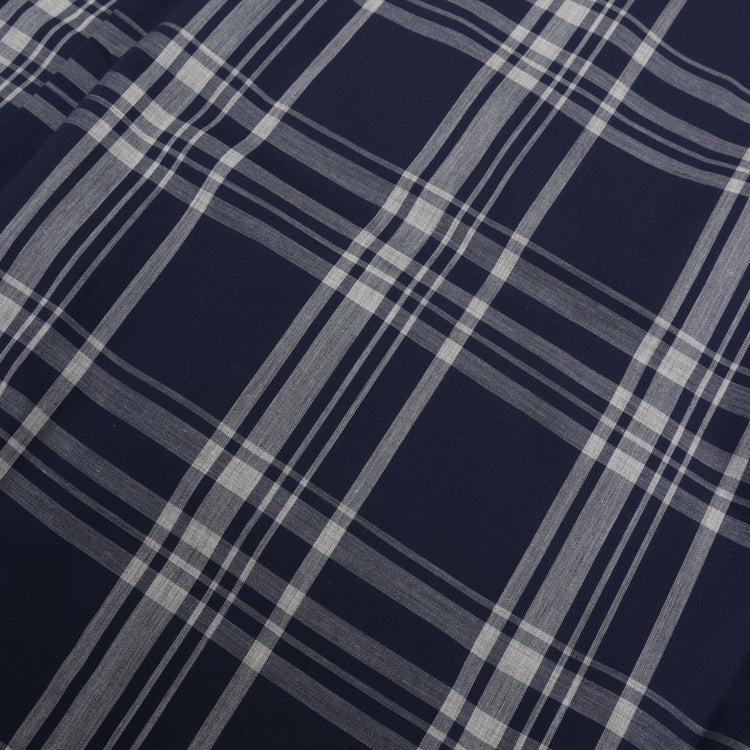 A VONTADE   Italian Open Collar Shirts SS -Check Broad Cloth-VTD-0398-SH NAVY