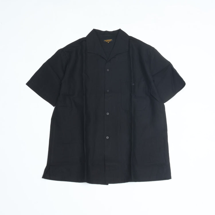A VONTADE   Italian Open Collar Shirts SS VTD-0398-SH BLACK