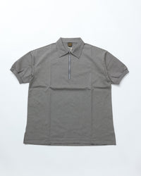 A VONTADE / Compact Border Half Zip Polo SS 9 BLACK*ECRU