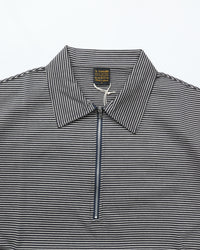A VONTADE / Compact Border Half Zip Polo SS 9 BLACK*ECRU