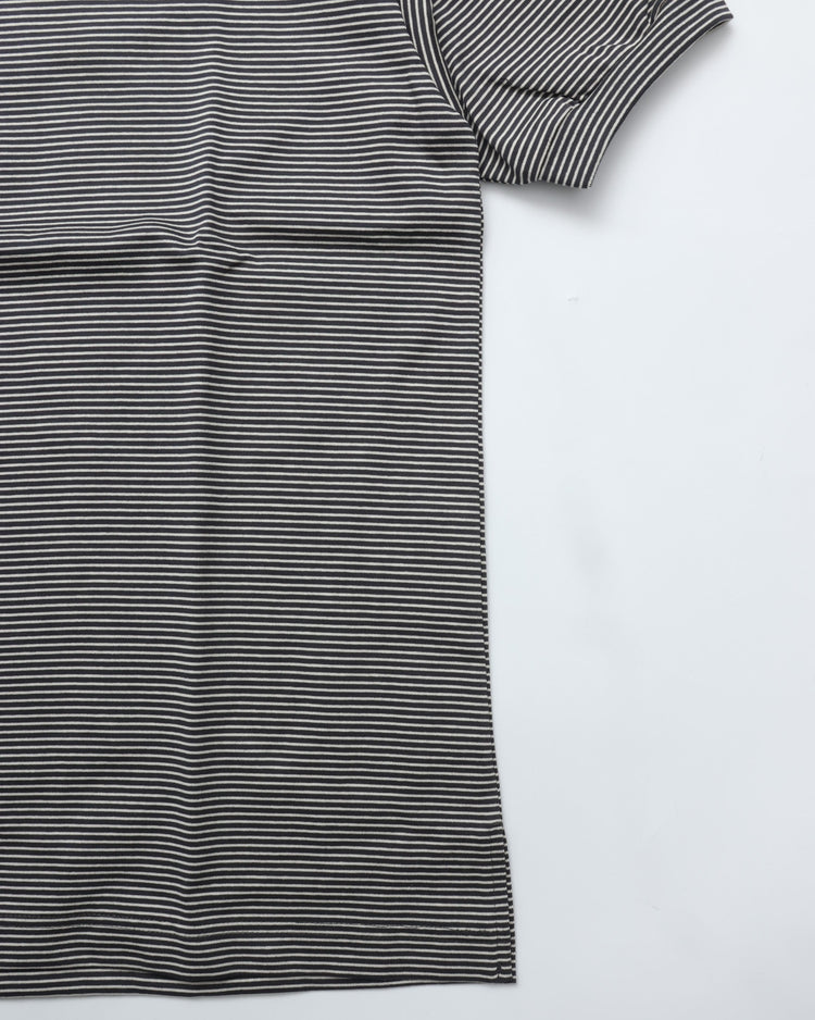 A VONTADE / Compact Border Half Zip Polo SS 9 BLACK*ECRU