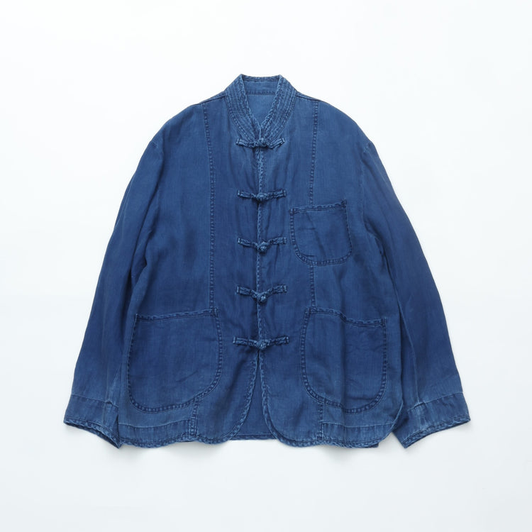 PORTER CLASSIC INDIGO LINEN CHINESE JACKET