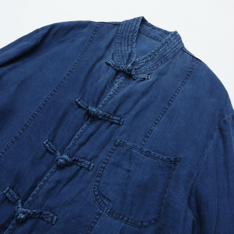 PORTER CLASSIC INDIGO LINEN CHINESE JACKET