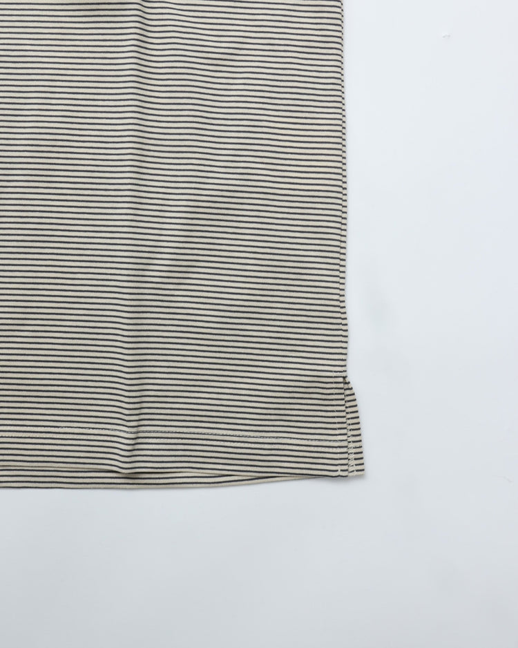 A VONTADE / Compact Border Half Zip Polo SS 1 ECRU*MARINE