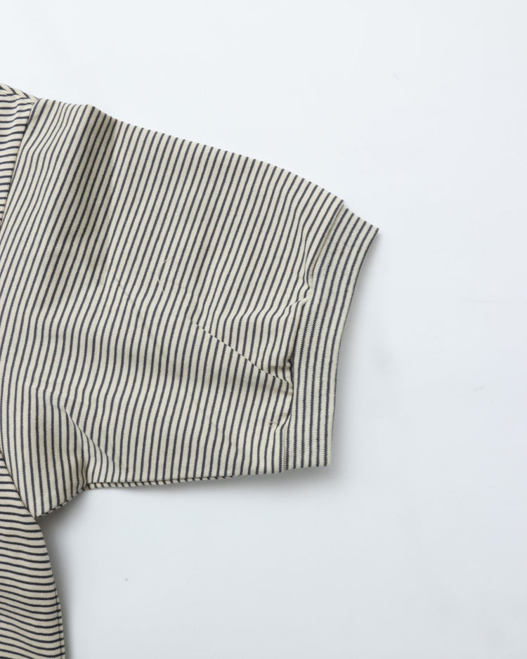 A VONTADE / Compact Border Half Zip Polo SS 1 ECRU*MARINE