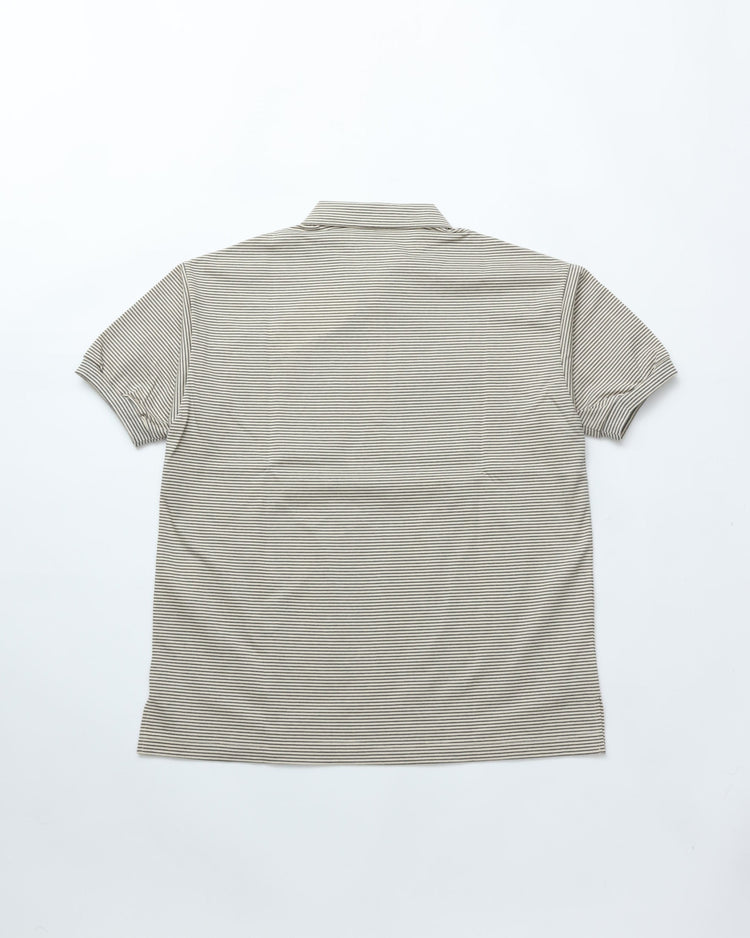 A VONTADE / Compact Border Half Zip Polo SS 1 ECRU*MARINE