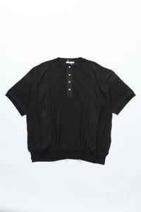 YASHIKI Ryokufu Henley Knit (Green Wind) YSK-26SS-KN13 BLACK
