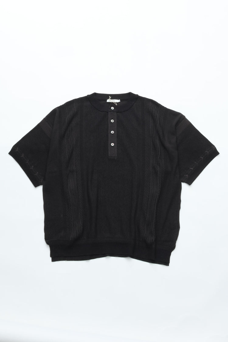 YASHIKI Ryokufu Henley Knit (Green Wind) YSK-26SS-KN13 BLACK