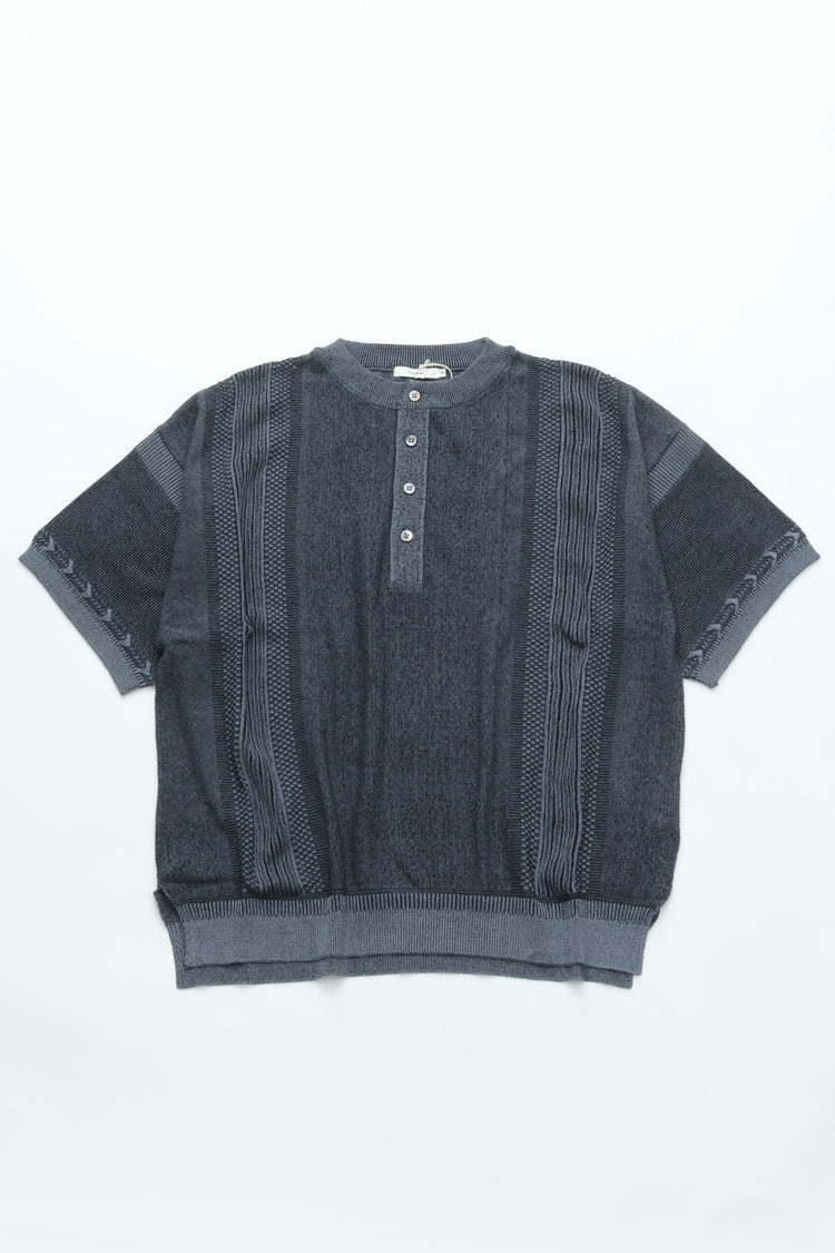 YASHIKI Ryokufu Henley Knit (Green Wind) YSK-26SS-KN13 BLUE