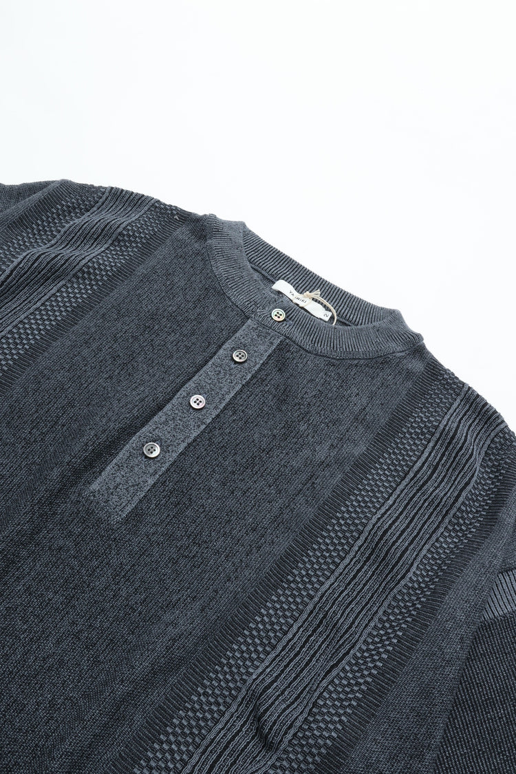 YASHIKI Ryokufu Henley Knit (Green Wind) YSK-26SS-KN13 BLUE
