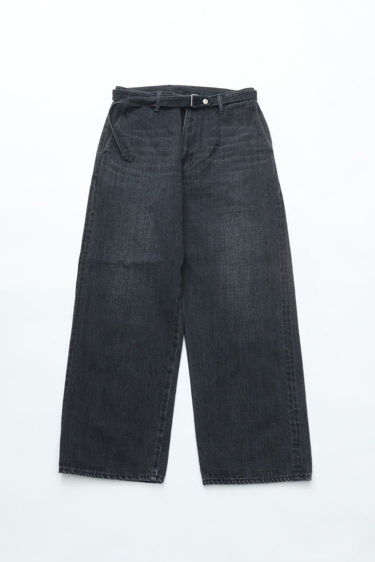 YOKO SAKAMOTO BELTED TROUSERS FADE BLACK