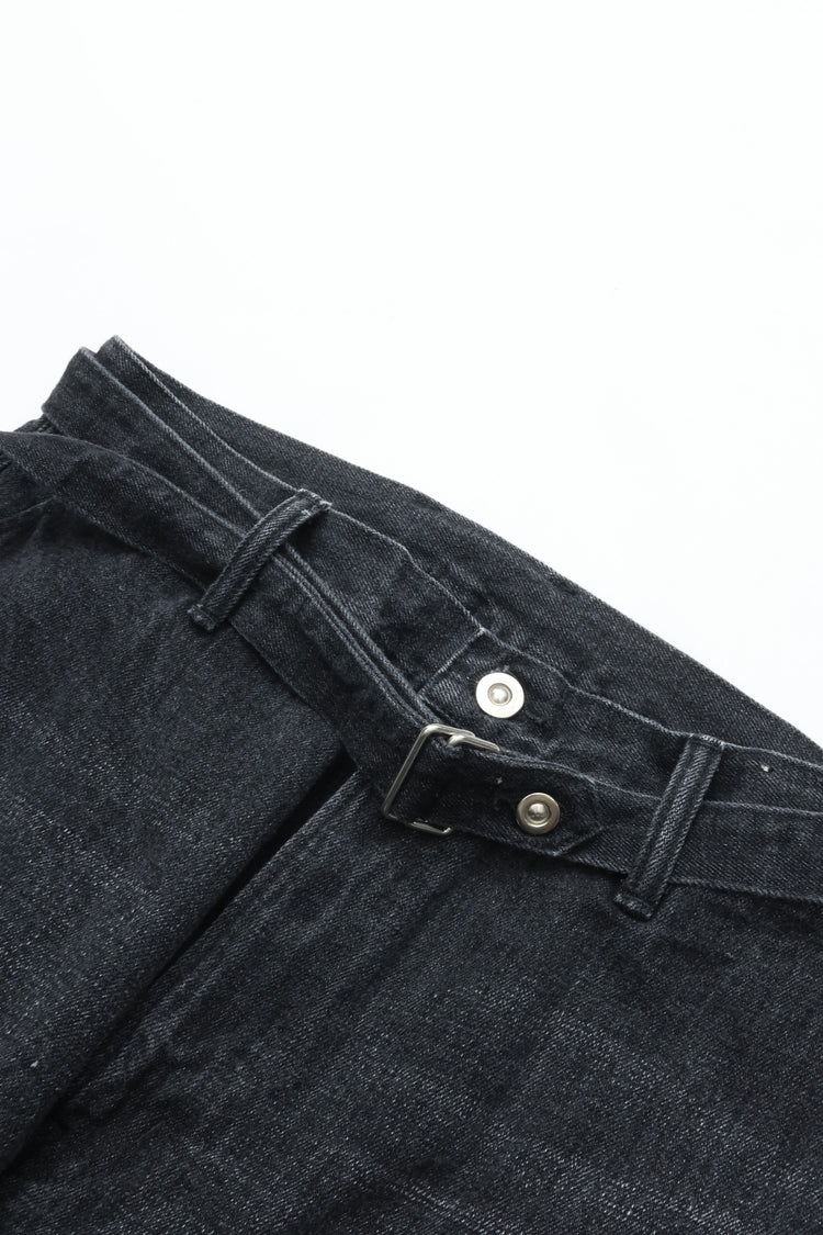 YOKO SAKAMOTO BELTED TROUSERS FADE BLACK