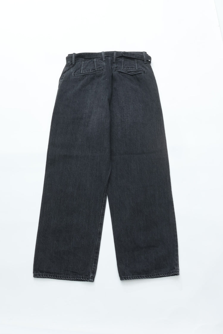 YOKO SAKAMOTO BELTED TROUSERS FADE BLACK