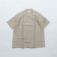 WORKERS  Open Collar Shirt, Ecru Linen