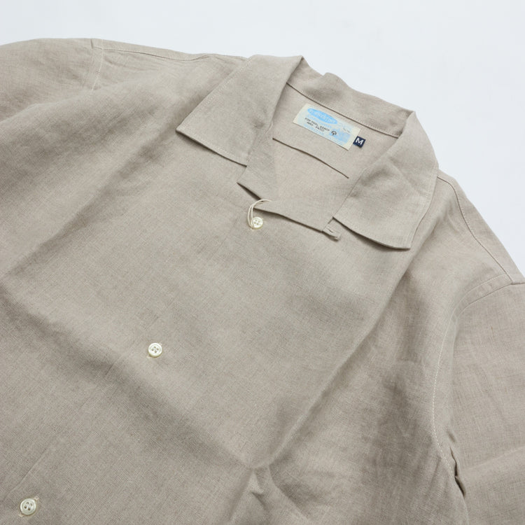 WORKERS Open Collar Shirt, Ecru Linen