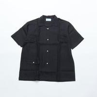 WORKERS Open Collar Shirt, Black Linen