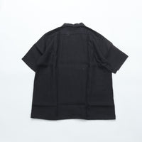 WORKERS Open Collar Shirt, Black Linen