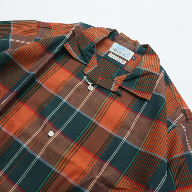 WORKERS Open Collar Shirt, Orange Madras