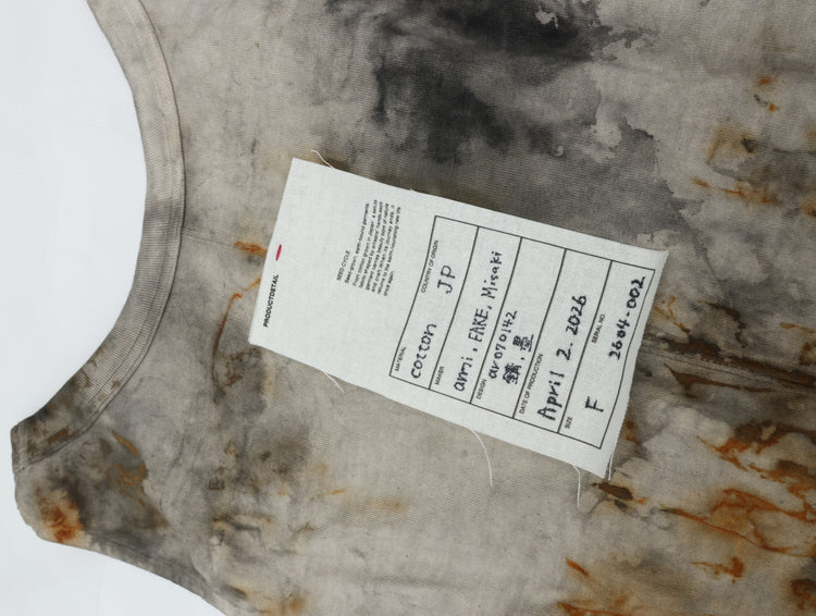 armi ar070142 SEED CYCLE × WhERE is FAKE × MISAKI USHIOZU CAPSULE COLLECTION RUST DYED (heavy) UNIQUE-CUT TANKTOP