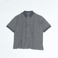 PORTER CLASSIC  H/W BEATNIK BORDER OPEN POLO SHIRT GRAY BLACK