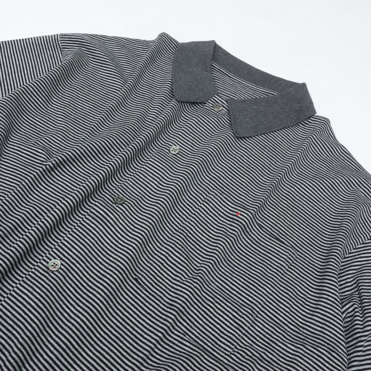 PORTER CLASSIC H/W BEATNIK BORDER OPEN POLO SHIRT GRAY BLACK
