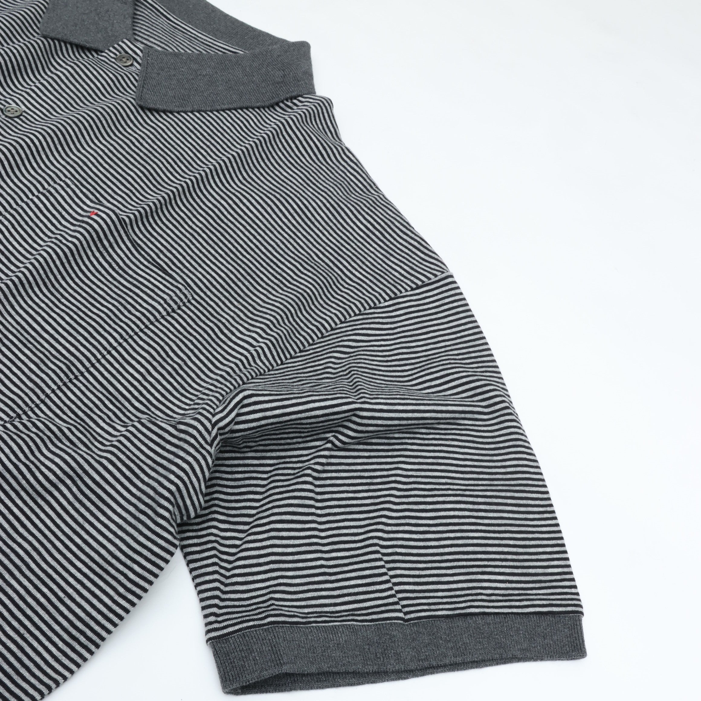 PORTER CLASSIC H/W BEATNIK BORDER OPEN POLO SHIRT GRAY BLACK