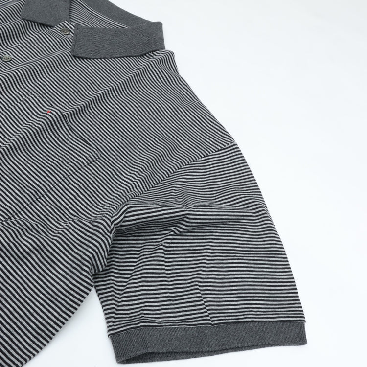 PORTER CLASSIC H/W BEATNIK BORDER OPEN POLO SHIRT GRAY BLACK